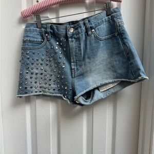 Forever 21 Blue Jean Shorts with Studded Detail
